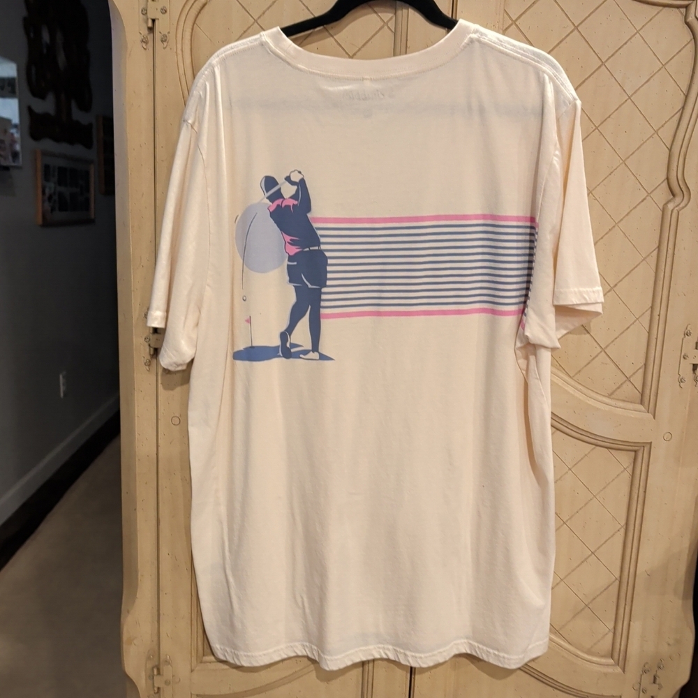 Chubbies Mens Size XXL Pink & Blue‎ Striped Graphic Golf T Shirt - Picture 2 of 3
